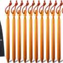 12 Pack Tent Stakes, 7075 Ground Metal Camping Aluminum Tent Pegs, Lightweight Tent Stakes Heavy Duty Spikes Camping Accessories (One Size, Apricot Orange)