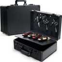 MoyRetty Professional Barber Case Portable Aluminum Organizer for Hair Stylists & Pet Groomers Hairdresser Tool Metal Buckle Box Organizer Traveling Suitcase (Simple)