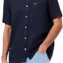Lacoste Men's Regular Fit Linen Casual Button Down (XX-Large, Navy Blue)