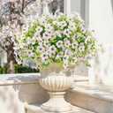 ATTGREAT Artificial Flowers Outdoors Faux Plants UV Resistant Fake Flowers Daisy Plastic Greenery Plnats Outside for Garden Planter Patio Porch Spring Summer Home Home Decor, 12 Bundles (White)