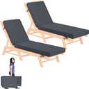 72 x21 x4 Inch Chaise Lounge Cushions Outdoor, 6 Ties and 2 Handles, Removable Waterproof Fade Cover, Patio Lounge Chair Cushion for Outdoor Lawn Deck Pool Furniture,2Pcs, Dark Gray