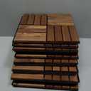 10 PCs Interlocking Deck Tiles, 12x12x0.75 inches Waterproof Wood Patio Floor Tiles for Indoor and Outdoor, Easy Snap Flooring, Balcony, Backyard, Square Joints, Teak