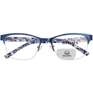 FONHCOO Bifocal Reading Glasses for Women, Metal Spring Hinge Blue Light Blocking Half Frame readers
