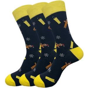 Christmas Gingerbread Man Socks 3 Pairs - Funny Holiday Crew Socks with Santa Hat & Snowflake, Festive Xmas Stocking Stuffers Secret Santa Gifts for Men Women