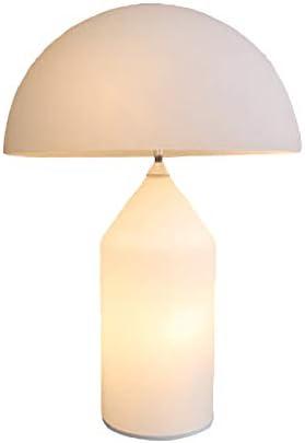CraftThink Table Lamp White Glass Mushroom Shaped Desk Lamp Simple Style LED Night Table Light for Bedside Living Room Bedroom Office College Dorm Coffee Table Bookcase