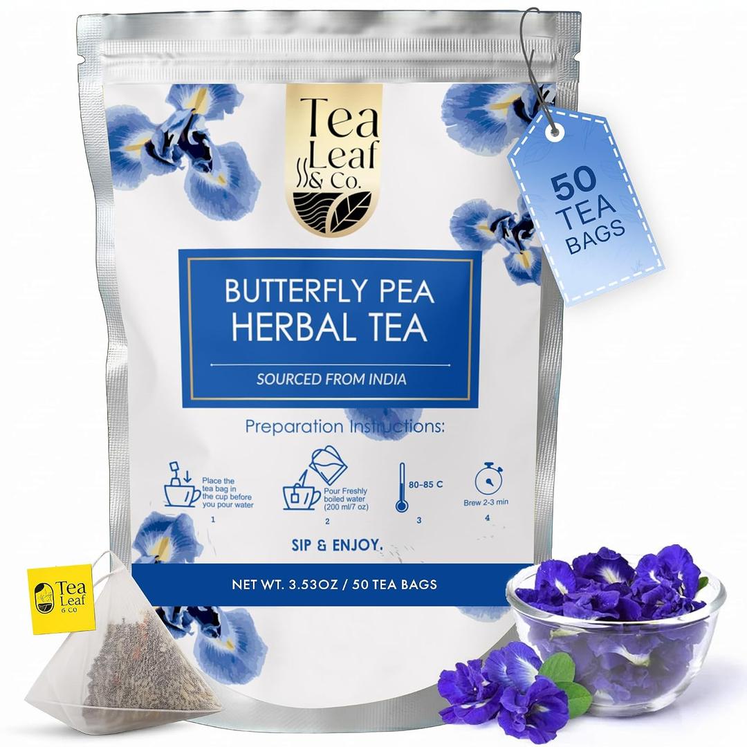 Butterfly Pea Herbal Tea 100gm/3.5oz, Natural Herbal Infusion, 50 Tea Bags (EXP 09/30/27)