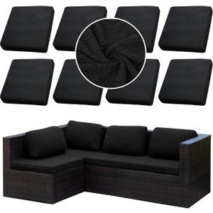 SUKAIKEQA 8PCS Patio Cushion Covers Patio Furniture Couch Seat 27"D x 27"W x 8"H Slipcovers Washable Furniture Protector Replacement for Sofa Sectional Chair 