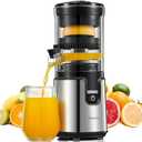 Electric Citrus Juicer, Reemix Lemon Squeezer with Brushed Stainless Steel Body, Fully Automatic One-click Operation Orange Squeezer, Black+Silver