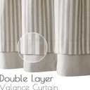 jinchan Linen Valance Curtain Striped Valance for Windows 18 Inch Light Filtering Kitchen Curtain Farmhouse Double Layer for Living Room Ticking Rod Pocket 1 Panel Taupe Grey on Linen