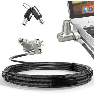 AboveTEK 3-in-1 Universal Laptop Cable Lock, Professional Laptop Security Lock with 2 Keys, Cut-Resistant Steel Locking Cable with 360 Rotating Head, Compatible with K-Slot, Nano & Wedge Slot
