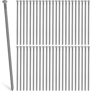 Nuenen 100 Pack 12 Inch Heavy Duty Landscape Stakes Metal Landscape Anchoring Spikes Garden Ground Spikes for Artificial Turf Nails Weed Barrier Paver Edging Timber Carpentry Tent Camping, Black