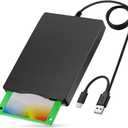YEY External USB 3.5-inch USB Floppy Disk Reader 1.44 MB FDD Portable Floppy Disk for PC Laptops Windows/XP/7/8/10/11 Plug and Play (Black)