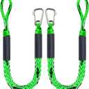 4 Feet Bungee Dock Line Mooring Rope for Docking with Stainless Steel Clip Accessories for Boats PWC, Built in Snubber, Kayak, Watercraft,SeaDoo,Jet Ski, Pontoon, Power Boat 2-Pack (Green&Black)