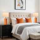 Reaketon Table Lamps for Living Room Set of 2, Ceramic Table Lamps for Bedroom, 20" Modern Lamps for Night Stands, Orange