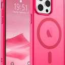 SUPFINE Magnetic for iPhone 12 Pro Max Case (Compatible with MagSafe) (Military Grade Drop Protection) Slim Translucent Matte Shockproof with Anti-Fingerprint Phone Case,Hot Pink