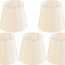 Set of 5 Yellowish Beige Chandelier Lamp Shades, 4" Top x 6" Bottom x 5" Height (Clip on Bulb) Small Lamp Shade, Faux Silk Fabric Lampshade for Wall Lamp, Desk Lamp, Replacement Lampshades by GO&SO