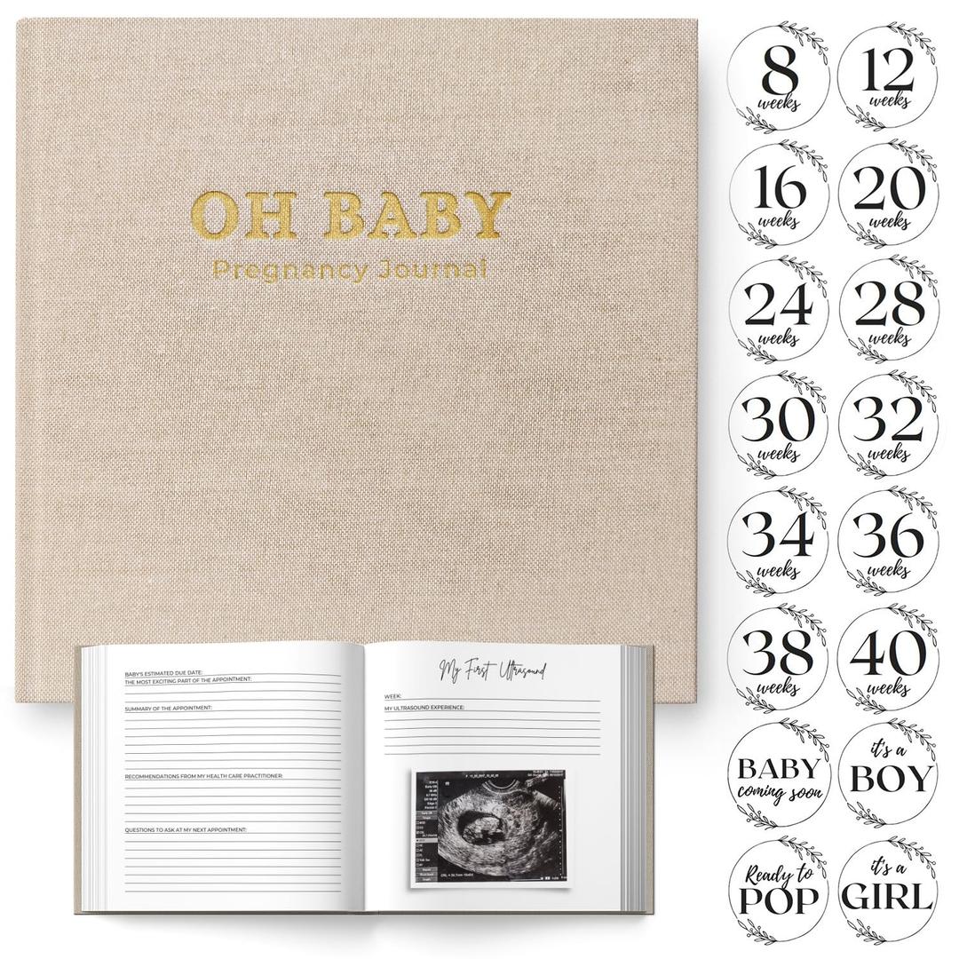 LUMOSX Pregnancy Journal & Memory Book  Includes Baby Bump Stickers, Gender Neutral Keepsake, Best Gift for Expecting Moms & Baby Showers