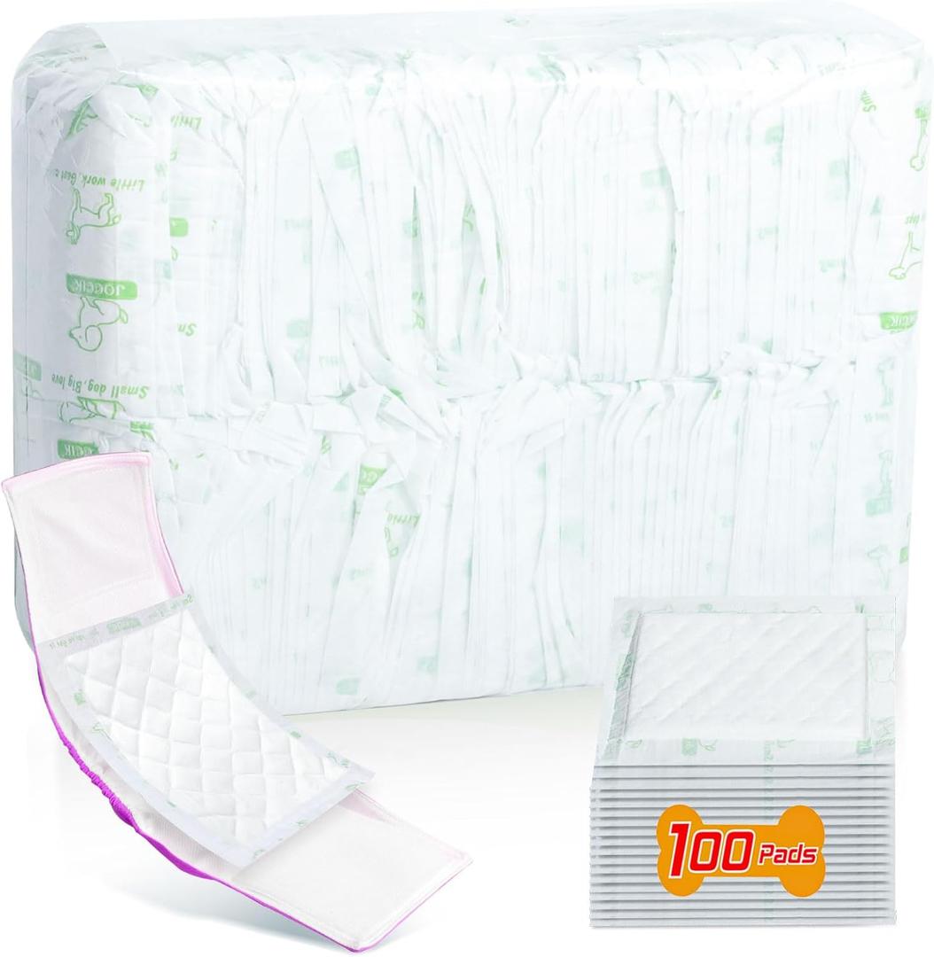 Dog Diaper Liners for Male and Female Dogs, 100ct, Super Absorbent Disposable Dog Diapers Booster Pads fit Most Pet Belly Bands and Wraps (X-Large)