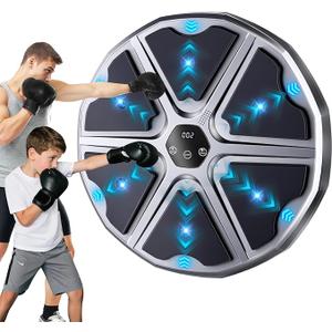 Music Boxing Machine, Smart Boxing Game, 17.5" Large Size, 9 Modes & Speeds, Wall Mounted Punching Machine with Gloves, Great Gift for Kids & Adults