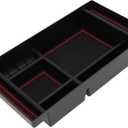 Full Center Console Organizer Tray for Chevy Silverado for GMC Sierra 2500 3500 HD 2020-2023 Armrest Storage Box Insert Tray Full Console W/Bucket Seats ONLY Plastic Black Red