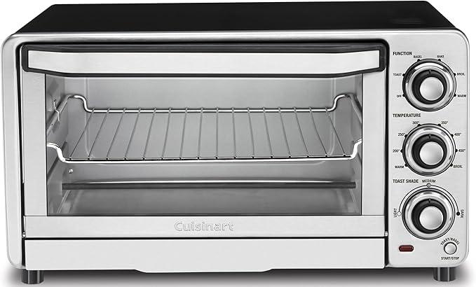 Cuisinart Custom Classic Toaster Oven Broiler, 1800 Watt Countertop Toaster Oven to Bake, Broil, and Toast, Non-Stick Interior, Consistent Toast Control, Brushed Stainless Steel/Black, TOB-40N