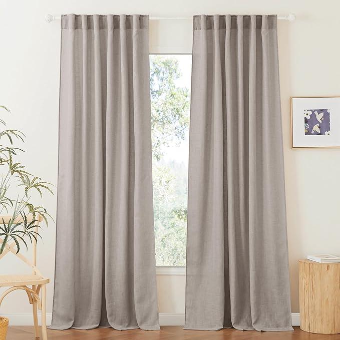 RYB HOME Linen Textured Curtains Semi Sheer Window Curtains Light Filtering Ariy Privacy Sheers for Bedroom Living Room Bathroom Patio Door, Birch Brown, 52 inch Wide x 84 inch Long, 2 Panels RYB HOME Linen Textured Curtains Semi Sheer Window Curtains Light Filtering Ariy Privacy Sheers for Bedroom Living Room Bathroom Patio Door, Birch Brown, 52 inch Wide x 84 inch Long, 2 Panels