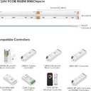 BTF-LIGHTING FCOB COB LED Strip RGBW 6500K 896LED/m 16.4FT DC24V Color Changing Flexible High Density Uniform Light 12mm Width for Home Indoor Decoration(No Adapter or Controller) (RGB+Cool White)