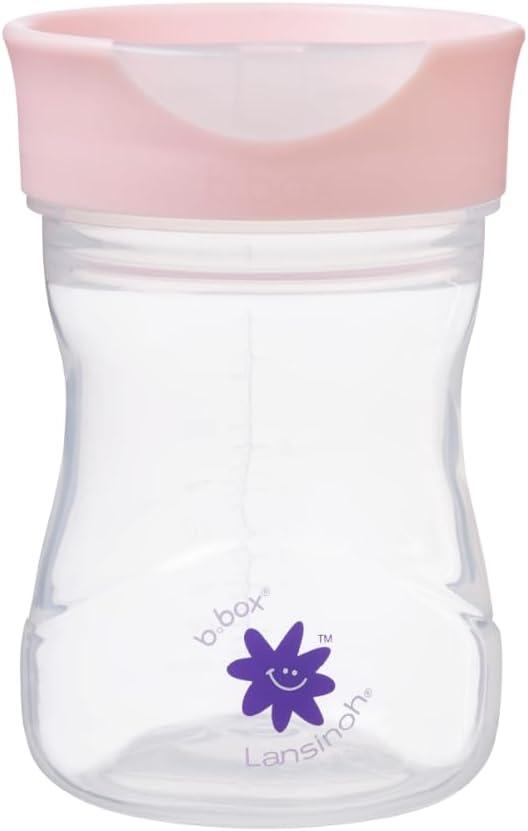 b.box + Lansinoh Toddler Training Cup (Ages 12+ Months) | Free-Flow Transition Cup for Toddlers Learning to Drink | BPA-Free, Dishwasher Safe | 8 oz | Cherry Blossom