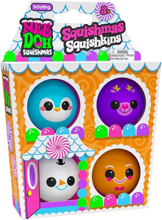 Schylling NeeDoh The Groovy Glob Squishmas Squishkins Stress Ball 4-Pack