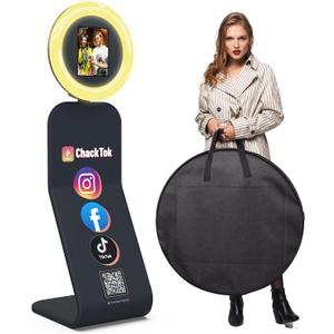 Portable Photo Booth Machine for iPad 12.9in 11in 10.9in 10.2in with Software APP Control Lights/Photo/Sharing, Removable for Cloth Pouch, Silkscreen,Honeycomb Case