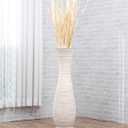 Leewadee Large White Wash Home Decor Floor Vase Wooden 36 inches Tall Farmhouse Decor Flower Holder for Fake Plant and Pampas Grass