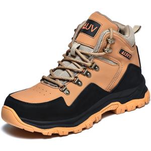 AUVYI Waterproof Steel Toe Work Boots for Men - Wide Toe Comfortable Non Slip Safety Shoes Durable Leather Industrial & Construction Boots, Size 10