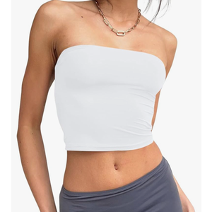Trendy Queen Womens Tube Tops Strapless Crop Tops Basic Backless Sleeveless Bandeau Going Out Cute 2025 Summer Outfits Size XS