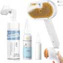 Pet Steam Brush for Dogs & Cats with Paw Cleaner & Shampoo  3-in-1 Grooming Spray Comb, Mist Massage & Defur Function, Water Spritz Deshedding Tool for Long/Short Hair, Indoor Pets