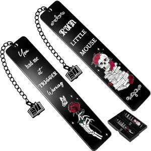 9 x Metal Bookmark, Stainless Steel Ruler with Inch and Metric Graduations, Unique Book Accessories Page Makers for Reading Lovers, Inspirational Gift for Women Men