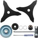 2-Set 10" X 3 Teeth Carbon Steel Brush Cutter Blades with Blade Adapter Attachment Kit Replacement for Husqvarna, Ego, Ore-gon, Fits Weed Eater/Trimmer, for 20mm or 25.4mm Arbor