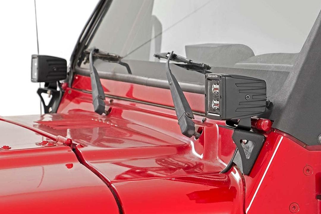 Rough Country Lower Windshield LED Bracket for 1997-2006 Jeep Wrangler TJ - 6003
