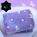 Unicorn Throw Blankets Glow in The Dark Soft Throw Blanket for Girls Boys with Storage Bag, Gifts for Holiday Birthday, Kids Blanket, Day Care Home Travel Use, 50"x60" Purple