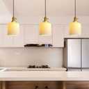 Ceramic Pendant Light Fixture Set of 3, Dome Hanging Light, Adjustable Pendant Lighting for Kitchen Island Bedroom