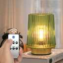 Dorm Battery Operated Lamp with Remote Control for New Home Decor,Cordless Dimmable Brightness Small Decorative Lamp with Timer for Shelf/Entryway/Corner/Patio/Small Spaces (Forest Green)