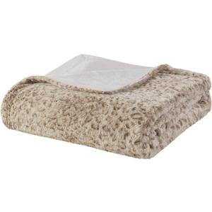 Madison Park Zuri Soft Plush Luxury Oversized Faux Fur Throw Animal Stripes Design, Faux Mink On The Reverse, Modern All Seasons Blanket for Bed, Sofa Couch, Office, Leopard, 60x70