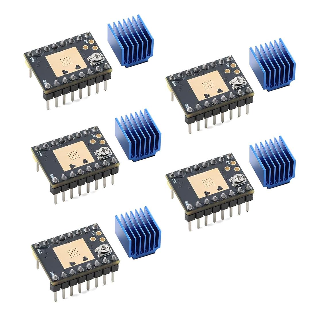 5Pcs TMC2208 Stepper Motor Driver Ultra-Quiet 3D Printer Accessory with Heat Sink Yellow Pin