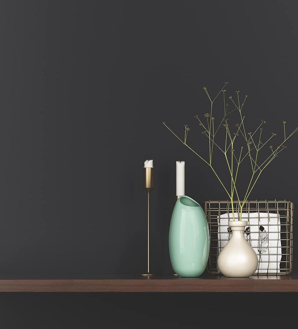 FunStick 36" x 200" Charcoal Black Contact Paper Solid Black Peel and Stick Wallpaper Removable Self Adhesive Wall Paper Roll Waterproof Black Vinyl Adhesive Wallpaper for Walls Cabinets Table Desk
