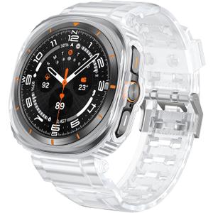 Miimall Band with Case for Samsung Galaxy Watch Ultra 47mm 2025/2024, Frosted Translucent Protective Bumper + Strap Combo, Matte Soft TPU Case Band for Galaxy Watch Ultra 47mm for Men Women Miimall Band with Case for Samsung Galaxy Watch Ultra 47mm 2025/2024, Frosted Translucent Protective Bumper + Strap Combo, Matte Soft TPU Case Band for Galaxy Watch Ultra 47mm for Men Women