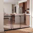 Extra Wide Baby Gate 71.5-76.3" Dog Gate for Doorways, Pressure Mounted No Drill Safety Gate for Kitchen, Hallways, Black Metal Pet Gate for Dogs