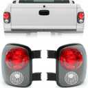 HECASA Tail Light Pair Compatible with 1999-2004 Chevy Silverado GMC Sierra Stepside Brake Lamps Clear Lens Black Housing (w/o Bulbs)