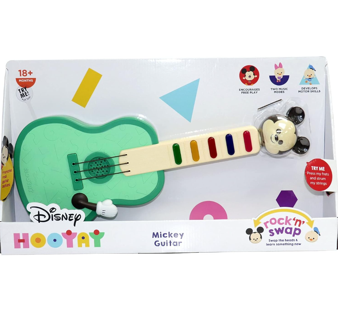 Disney Hooyay Mickey Mouse Musical Guitar Rock n Swap Early Learning Toys for Ages 18 Months and Up, Multicolor (20235)