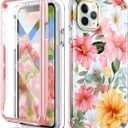 Turquiase iPhone 11 Pro Max Case With Screen Protector - Lightweight and Stylish Full Body Shockproof Protective Rugged TPU Flower Case for Women/Girls (A10)