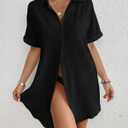 Bsubseach Women Swimsuit Coverup Shirt Dress Button Down Bathing Suit Cover Up Beach Vacation Outfits, M