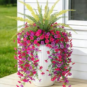 Hrobek Artificial Fake Hanging Flowers with Faux Fern Plants for Outdoor